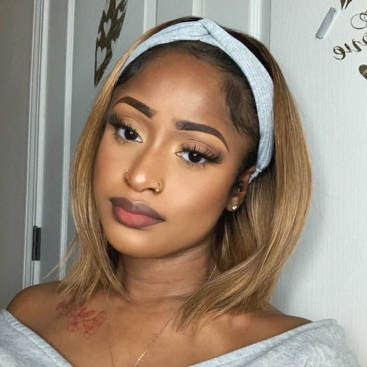10-12 Inch Bob Grab-N-Go Headband Wig #T4/27 100% Straight Virgin Human Hair