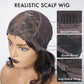 12 Inch Mature Lady Short Loose Wave #1B Lace Wig With Bangs