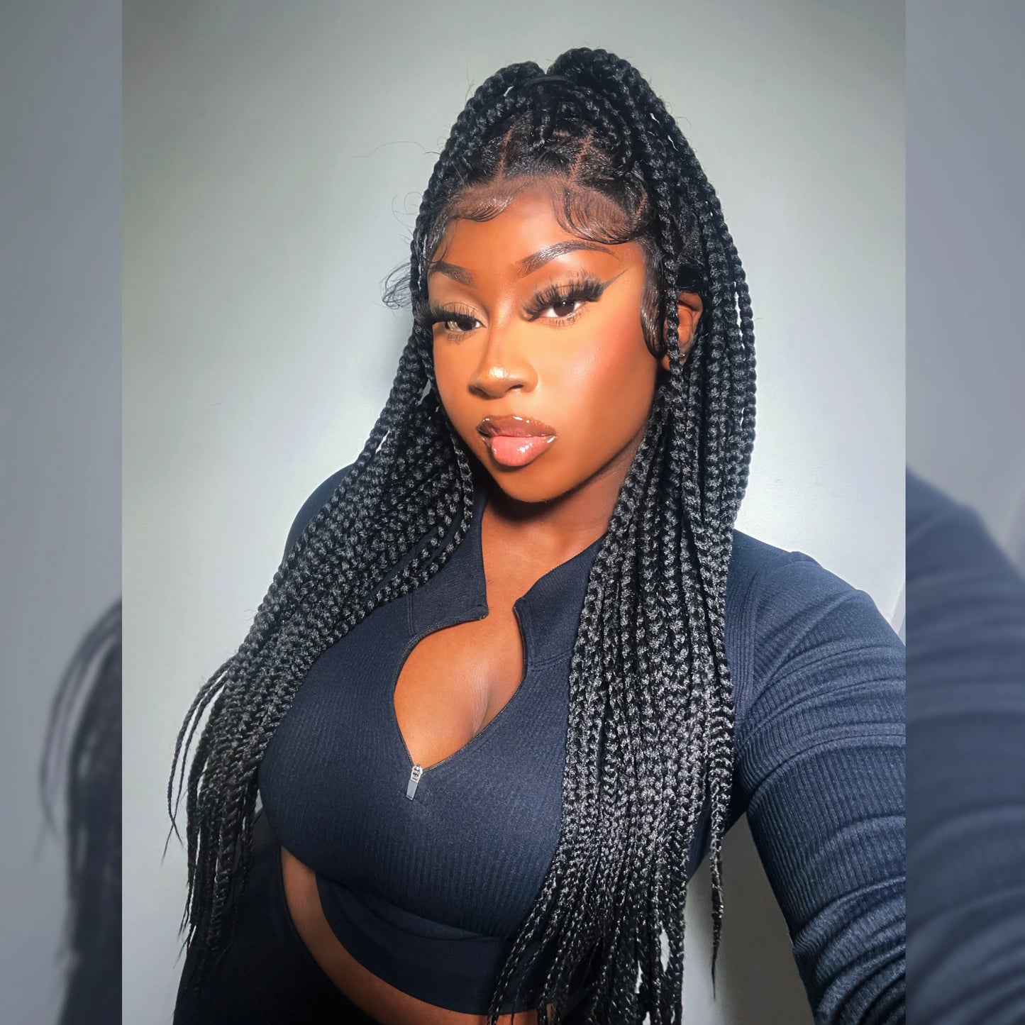 30 Inches 13x6 Box Braided Large Braids Knotless Lace Front Wigs 200% Density-100% Handmade