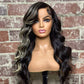 22 Inches 13x4 Highlight Body Wave with Feather Bang 180% Density-100% Human Hair