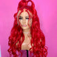 26 Inches 13x4 Hot Red Body Wave Lace Front Wig-200% Density