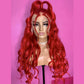 26 Inches 13x4 Hot Red Body Wave Lace Front Wig-200% Density