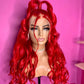 26 Inches 13x4 Hot Red Body Wave Lace Front Wig-200% Density