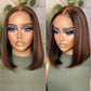 12 Inch Chestnut Brown Highlights Straight 4x4 Closure Bob Wig 150% Density