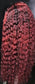 Custom Wig 13”x4” Red & Burgundy Ombre Kinky Curly Wig 200% Density