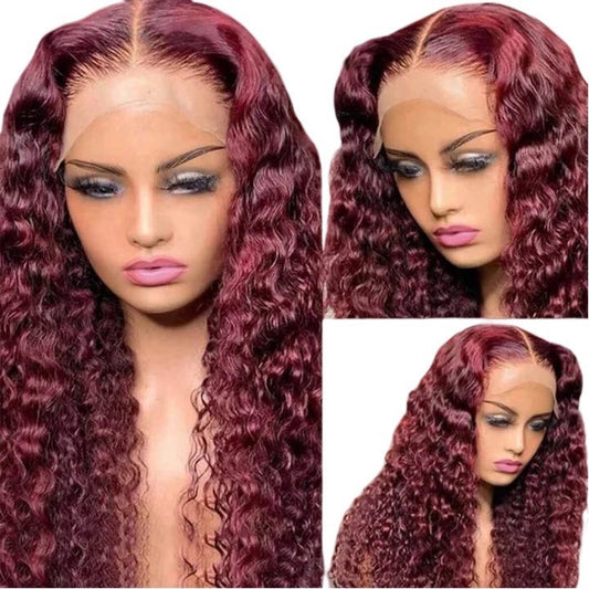 99j Color Lace Front Water Wave Human Hair Wig Pre Plucked With Baby Hair