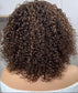 10 inch Natural Chestnut Brown Curly Shag Glueless BOB Wig